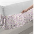 thumbnail image 2 of Kitten Bed Skirt, Flowers Cats with Striped Tails and a Ribbon, Elastic Bedskirt Dust Ruffle Wrap Around for Bedding Decor, 4 Sizes, Mauve Baby Pink, by Ambesonne, 2 of 2