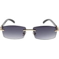 thumbnail image 2 of GFDYREE Flawless Slim Dean Rimless Sunglasses Rectangular Metal & Wood Art Glasses, 2 of 5