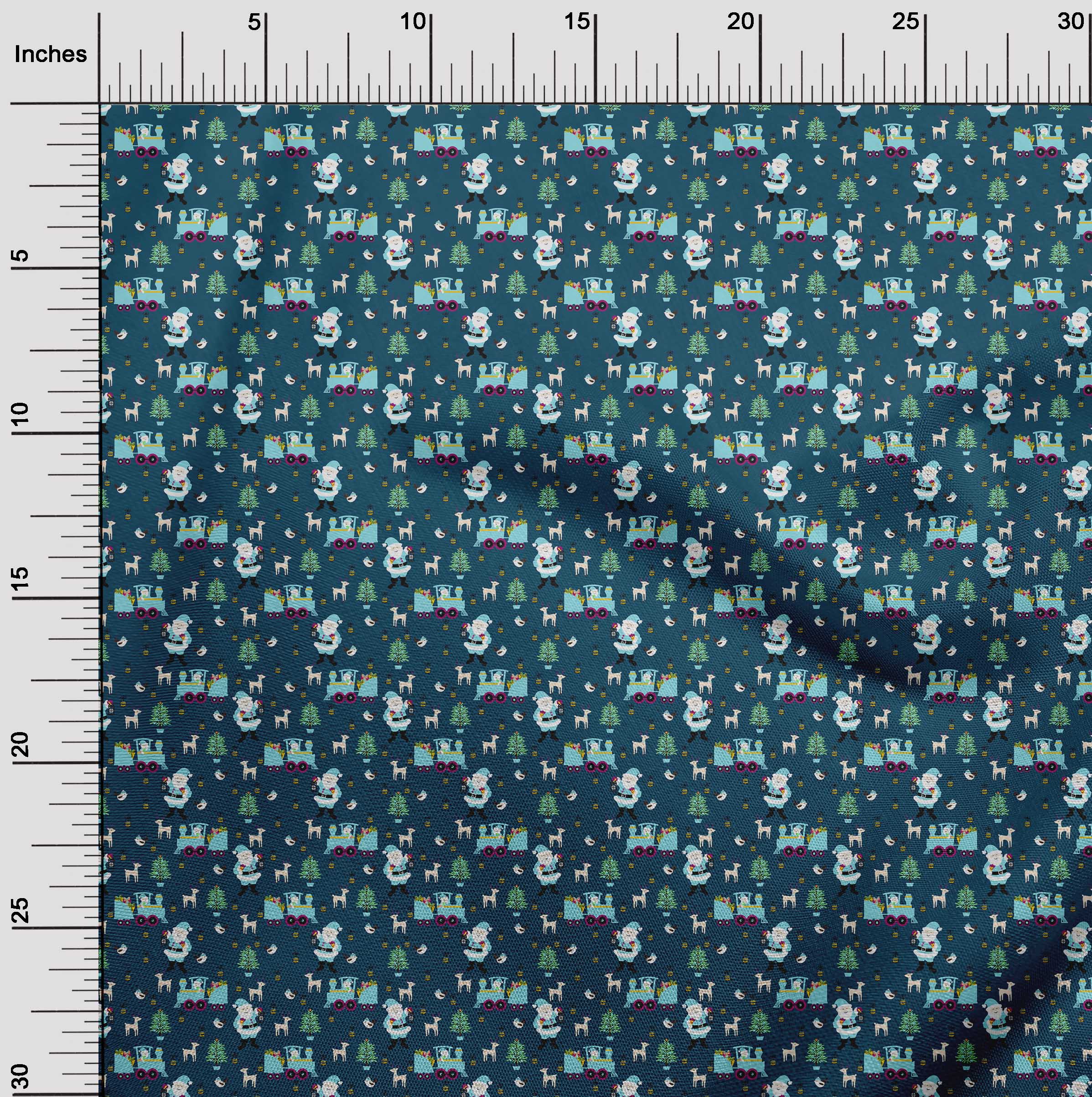 oneOone Cotton Jersey Teal Blue Fabric Christmas Sewing Material Print Fabric By The Yard 58 Inch Wide