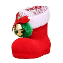 Reusable Christmas Candy Boots, Mini Santa Storage Boots with Jingle Bells, Red Flocking Decor Pendants for Holiday Party