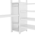 thumbnail image 3 of Full Size Loft Bed with L-shaped Desk & USB Ports, Metal Loft Bed with Wardrobe & Adjustable Shelf, High Loft Bed with LED Lights, White, 3 of 10