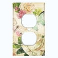 thumbnail image 2 of Metal Light Switch Plate Outlet Cover White Rose Flower Butterfly ROS004, 2 of 13