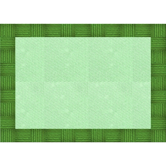 Ahgly Company Machine Washable Indoor Rectangle Transitional Dark Lime Green Area Rugs, 2' x 5'