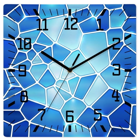 Wall Clock Blue Ceramic Tiles Operated Square Clocks Wooden Silent Non Ticking Wallclock 12 Inch Abstract Art Wall Clock Blue Ceramic Tiles Operated Square Clocks Wooden Silent Non Ticking Wallclock 12 Inch