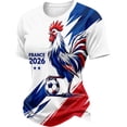 thumbnail image 6 of Women’s France Soccer Jersey, Camiseta De Francia, French Rooster Flag Print Short Sleeve Fan Football Tee, Slim Fit Breathable Casual Game Day T-Shirt Plus for Adult Ladies, 6 of 13