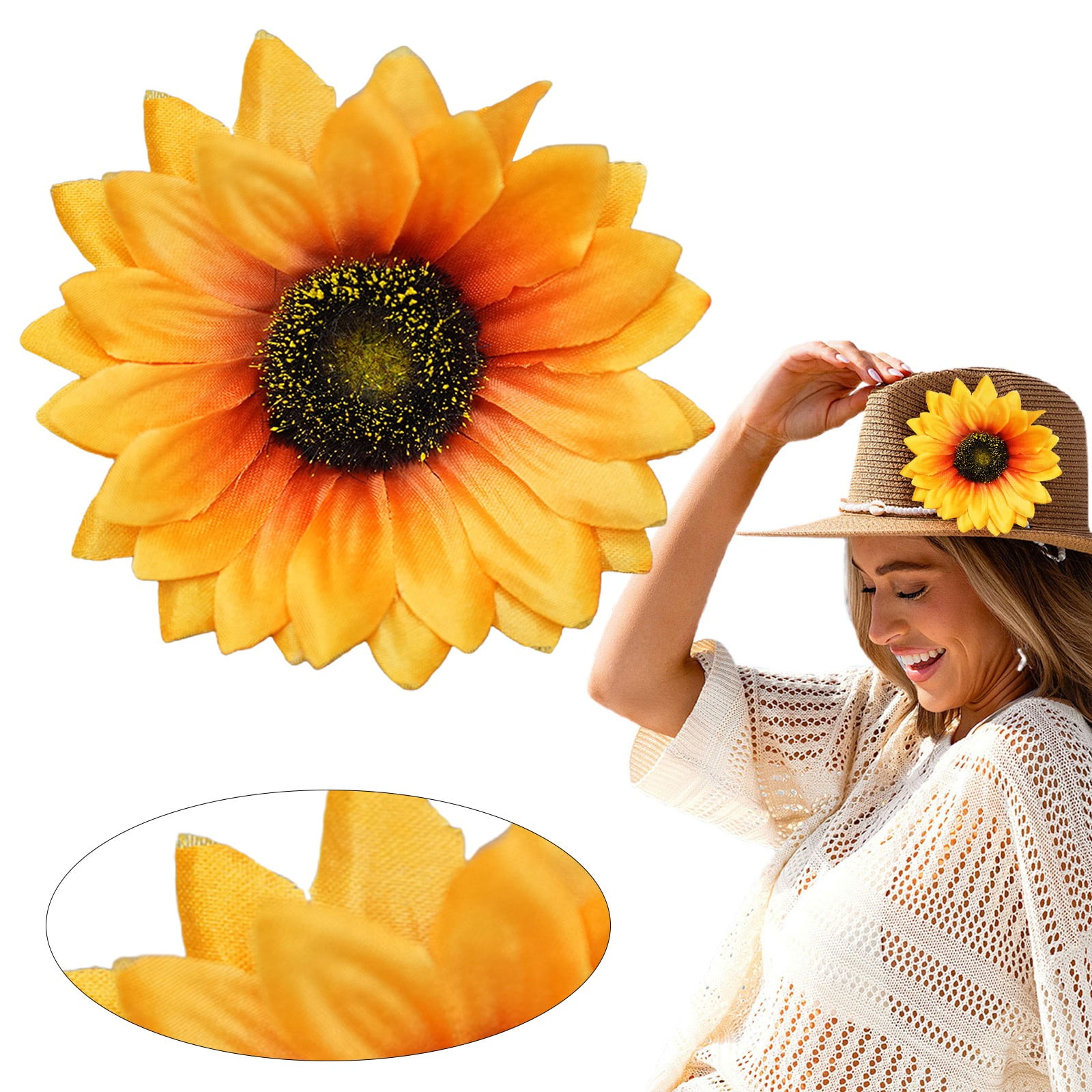 Artificial Flower Heads Sunflower Faux Floral Picks Wedding Bouquet Decoration DIY Craft Supplies Table Centerpiece Home Party Decor