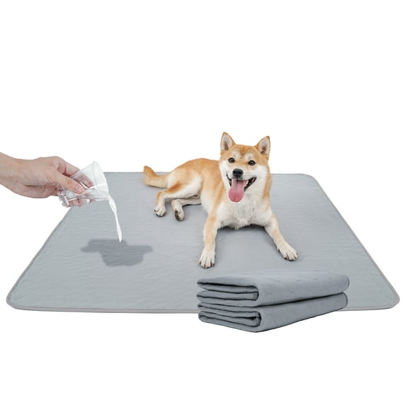 BODISEINT Washable Dog Pee Pads, Quilted Reusable Puppy Pee Pads for Dogs, Whelping Pads Dog Bed Pen Mat Absorbent Pet Dog Potty Training Pads for Playpen, Crate(36 x 41 Inch (2 Pack,Gray))
