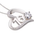 thumbnail image 3 of ALOV Jewelry Sterling Silver 16th Birthday Sweet 16 Sixteen Cubic Zirconia Pendant Necklace, 3 of 7