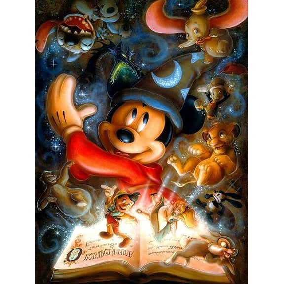 5D Diamond Painting Kits for Adults Diamond Arts Mickey and Minnie Diamond Painting DIY Full Round Drill for Home Wall Decor and Adults Kids Holiday Gift 12x16 inch