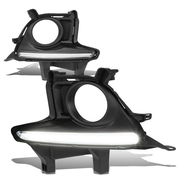 DNA Motoring FL-ZTL-246-CH For 2014 to 2016 Toyota Highlander Driving Fog Light Bumper LED DRL Bezel Cover Wiring Harness (Black Bezel Clear Lens) XU50