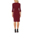 thumbnail image 3 of Vestido Vintage para Mujer INSPIRE CHIC de Manga 3/4, Vestidos Sheath para el Trabajo, Talla L, Rojo Oscuro, 3 of 6