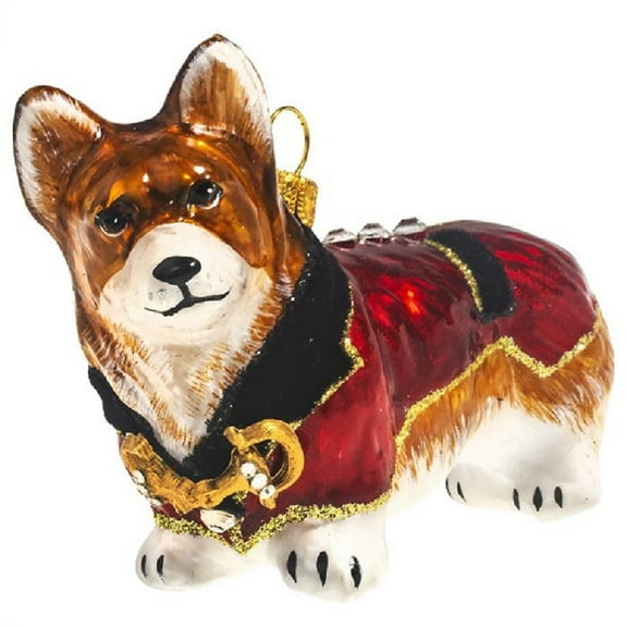 Pembroke Welsh Corgi with English Riding Jacket Polish Glass Dog Ornament