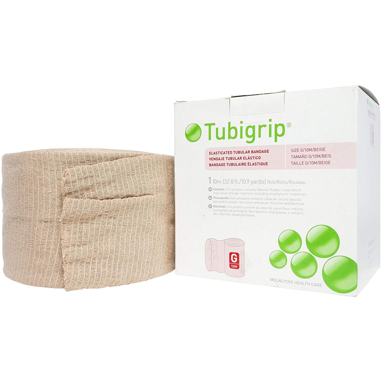 Molnlycke Tubigrip Size G Multipurpose Tubular Bandage Beige 4 in. x 10M | Medical Bandage Sleeve | Compression Bandage | Elastic Tubular Support Bandage | Tubular Compression Bandage Roll