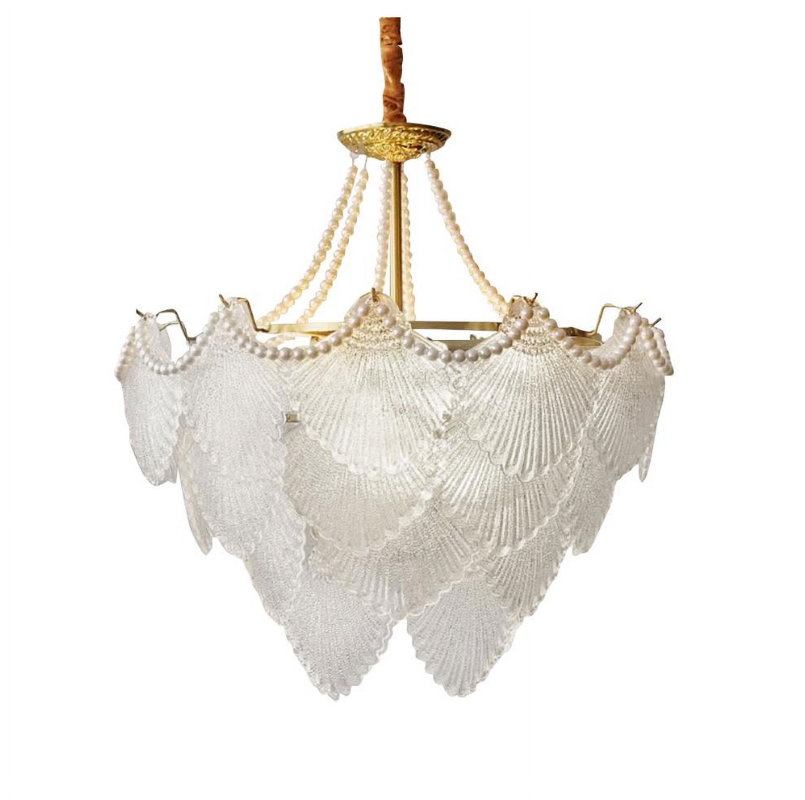 FINE MAKER 23.6" Crystal Shell Chandelier Seashell Pendant Light Ceiling Light Fixture for Kitchen Island, Dinning Bedroom,Living room