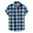 thumbnail image 5 of IWRICH Mens Plaid Button down Plus Size Shirts Short Sleeve Casual Summer Shirt Dress Shirts with Pocket 10-Light Blue XXXXXL, 5 of 6