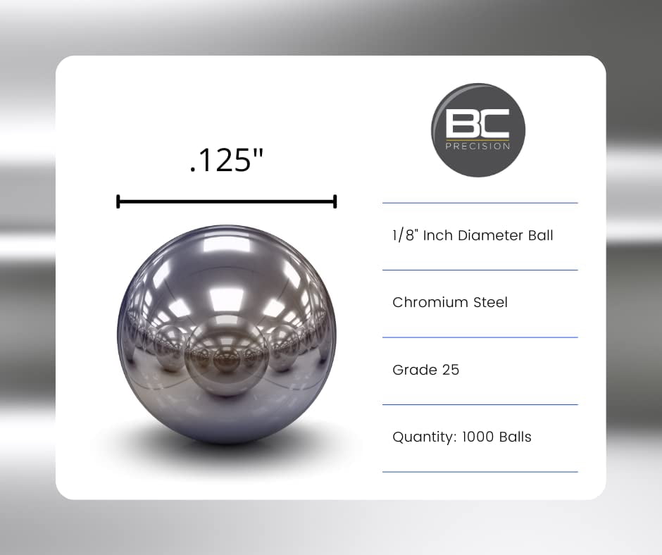 (1,000 packs) 1/8 inch Chrome Steel Ball Bearings 25