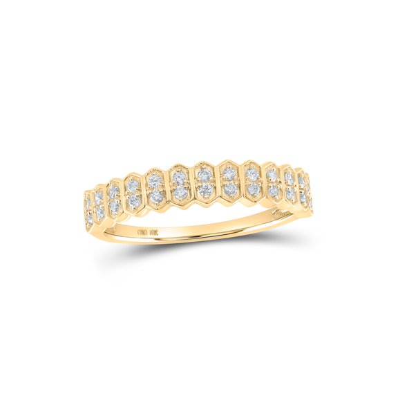 10kt Yellow Gold Womens Round Diamond Stackable Band Ring 1/6 Cttw
