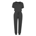 thumbnail image 6 of ibuvkizy Two Piece Sets for Women,Summer Casual Outfit Sets,Women Jogger Outfit Plus Size,Fashion Women Summer Solid Button Casual Short SLeeve Top+ Pant Set,Womens Clothing, 6 of 6