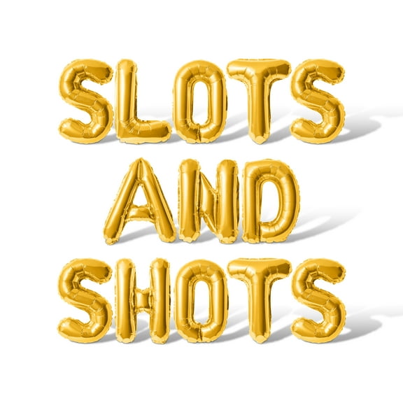 Letter Balloons - SLOTS AND SHOTS 16" Inch Alphabet Letters Foil Mylar Balloon Bachelorette or Bridal Shower Party Banner (Gold)