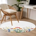 thumbnail image 5 of Watercolor Spring Round Area&nbsp;Rug 3ft Colorful Floral Plants Romantic Garden Non-Slip&nbsp;Washable Circle Rugs Soft Felt Indoor Floor Mat for Bedroom Kitchen Living Room Bathroom, 5 of 9