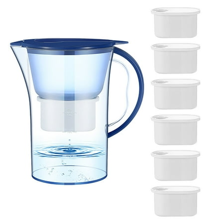 

Hilingoto Clearance! Cup Bottle Long Life 10 Cup Large Water Filter Pitcherwith 6 Filter 5X Times Pfas Pfoa/Pfos Blue Water Filter 1X Water Filter Jug