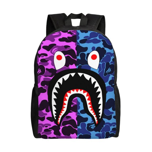 Bape Shark Camo Kids Backpacks School Bag Bookbag Casual Daypack Backpacks For Travel Hiking