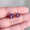 thumbnail image 5 of Natural Purple Amethyst & White Topaz Studs, 14K Solid Yellow Gold Stud Earrings, Amethyst Flower Shape Studs, February Birthstone Earrings, 5 of 9