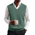 thumbnail image 2 of Men's Sweater Vests V Neck Knit Vest Sleeveless Sweaters for Men Classic Layering Knitwear Tops Classic V Neck Vest Green M, 2 of 5