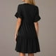 thumbnail image 4 of Vestido de Verano de Manga Corta para las Mujeres una Línea de Playa Casual, Bolsillos de Primavera Suelto Vestido de Poliéster, 4 of 8