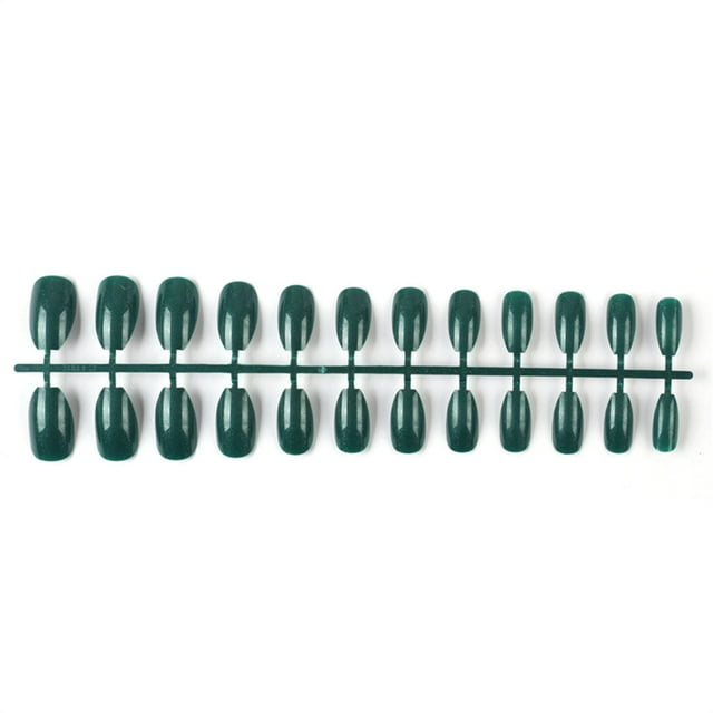 Vogacara 24 piezas de uñas postizas de ataúd resistentes a los arañazos de bailarina corta coloridas uñas acrílicas artificiales de color sólido DIY Juegos de manicura 27 verde negruzco Vogacara CE011412-27