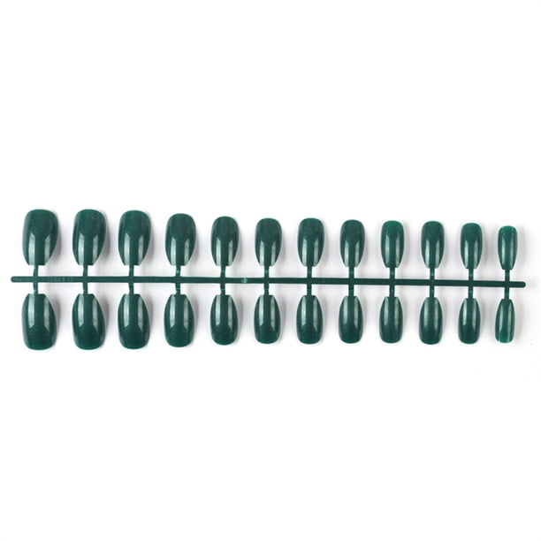 Vogacara 24 piezas de uñas postizas de ataúd resistentes a los arañazos de bailarina corta coloridas uñas acrílicas artificiales de color sólido DIY Juegos de manicura 27 verde negruzco Vogacara CE011412-27