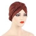 thumbnail image 4 of Prolriy Turbans for Women Braid Turban Hats Hat Cap Hair Bonnet Head Scarf Wrap Cover Head Wraps Hats for Women Coffee, 4 of 4