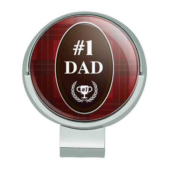Dad Number One Best Father Plaid Golf Hat Clip With Magnetic Ball Marker