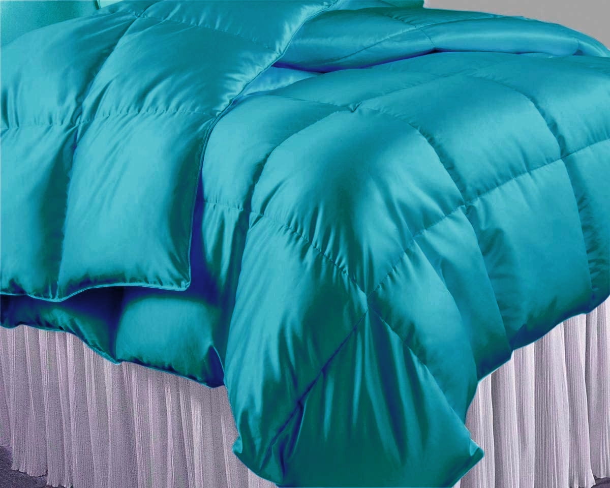 Oversized Queen Comforter Set Satin Teal Blue 500 GSM Duvet Comforter
