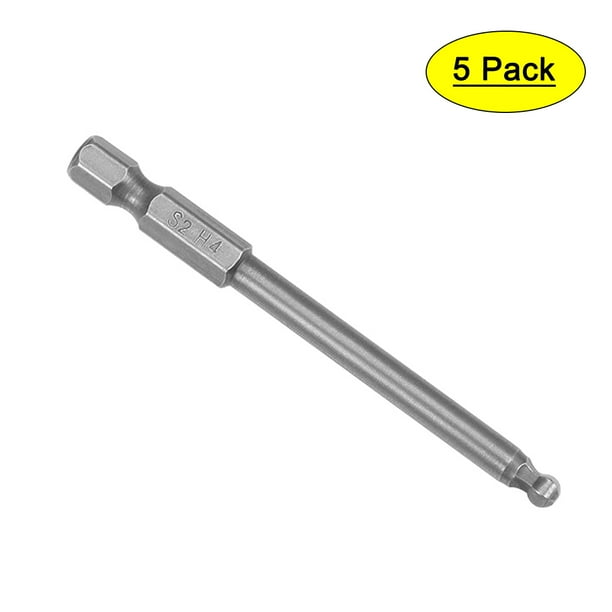 5 Pcs H4 (4mm) Ball End Screwdriver Bits, S2 Steel 2.95 Inch