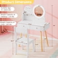 thumbnail image 3 of Gymax Kids Vanity Set w/ Lighted Mirror Princess Makeup Dressing Desk & Chair Set White, 3 of 10