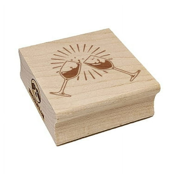 Wine Glasses Toasting Square Rubber Stamp Stamping Scrapbooking Crafting - Small 1.25in