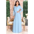 thumbnail image 4 of KOH KOH Long Sleeve Modest Fall Winter Elegant Evening Flowy Empire Waist Full Floor Length Cocktail Formal Tall Pleated Maxi Dress Gown Abaya For Women Sky Baby Light Blue Large US 12-14 NT009, 4 of 7