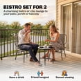 thumbnail image 3 of 3 Piece Grey PE Rattan Patio Furniture Set, Outdoor Bistro Set with 2 Armless Chairs and Steel Top Coffee Table for Balcony, Porch, Garden, and Small Backyard Space, 3 of 7