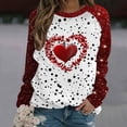 thumbnail image 2 of Penkiiy T-Shirt Décontracté à Col Rond pour Femmes, Manches Longues, Mignon, Tendance, Grande Taille, Imprimé Cœur, TG Rouge, 2 of 5