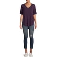 thumbnail image 2 of Time and Tru Women's Short Sleeve V-Neck Tunic T-Shirt, 2 of 5