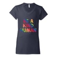 thumbnail image 2 of Wild Bobby Be A Kind Human Positive Inspirational Slogan Inspirational/Christian Women Standard V-Neck Tee, Navy, XX-Large, 2 of 6