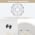 thumbnail image 7 of Logmey 18 Inch Round Ceramic Kitchen Sink Porcelain White Undermount Sink with Drainer Assembly, Single Bowl Depth 8-1/3 Inch Sink, 7 of 7