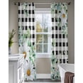 thumbnail image 4 of Spring Floral Sheer Curtains 84 Inch Length 2 Panels Set for Living Room/Bedroom, Daisy Eucalyptus Leaves Black White Plaid Kitchen Curtains Grommet Semi-Sheer Curtains Window Treatments 52"x84"x2, 4 of 7