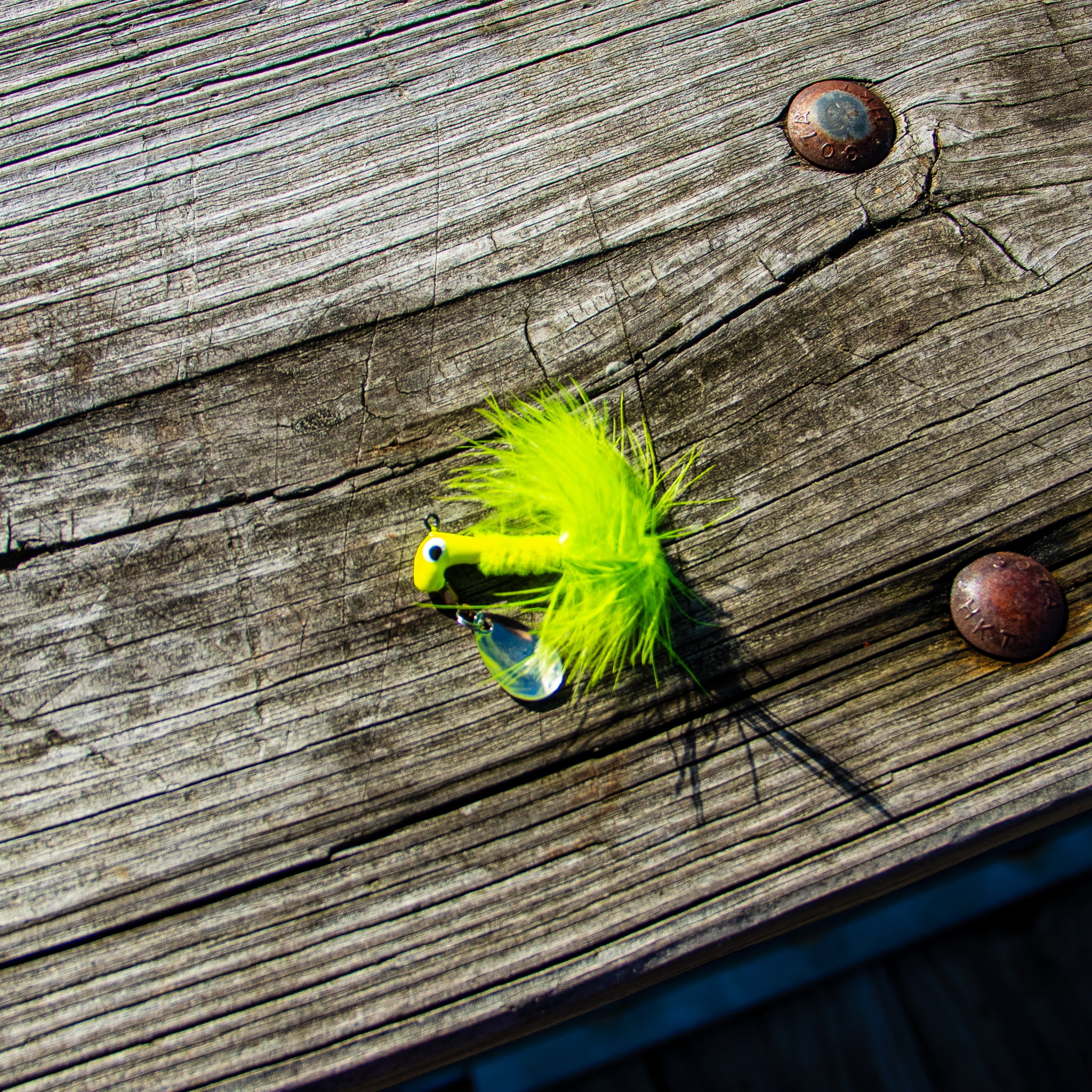 (2 pack) Blakemore B2-1003-012 Road Runner Marabou Jighead 1/8oz, Chartreuse,Underspin Fishing jig.