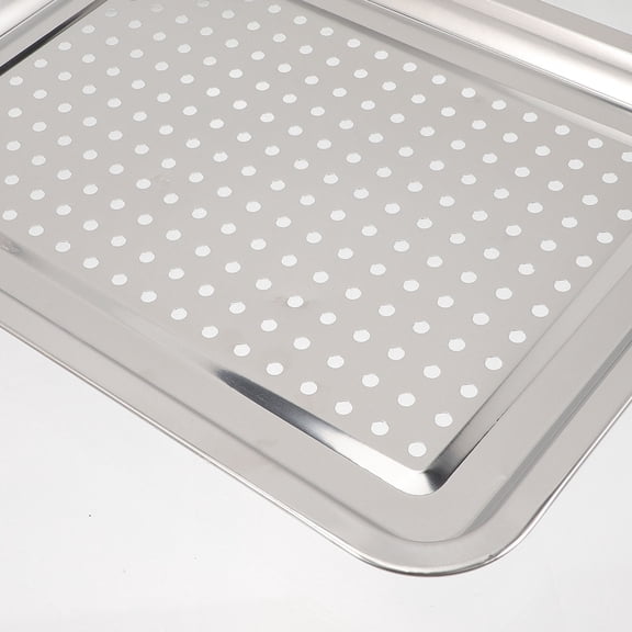 OFFIGAM Professional Plated Silver Stainless Steel Bbq Grill Plate Multipurpose Cooking Tray for Backyard Barbecue