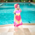 thumbnail image 7 of Kids Hooded Beach Towels Wrap for 4-12 Years,Cute Tie-dye Heart Theme Girls Swim Cover Up for Bathroom，27"x33" Quick Dry Red Bath Towel Poncho,Perfect for Travel Vacation,Pool Party,Swimming, 7 of 7