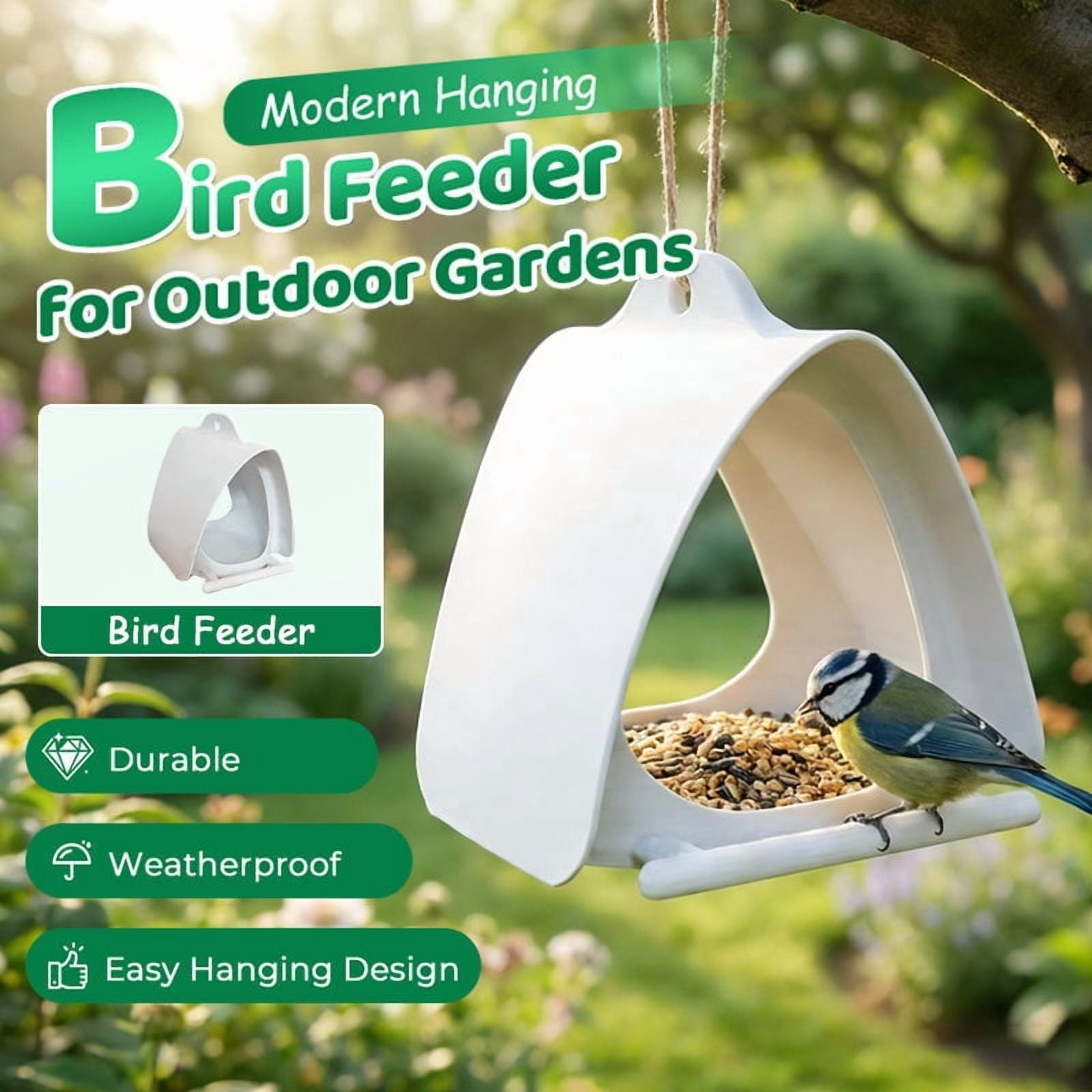 Bird Feeders for Outside Hanging, Wild Bird Feeder House for Cardinals Finches Wooden Bluebird Feeder Mealworm Feeder Outdoor Wood Platform Bird House Feeder