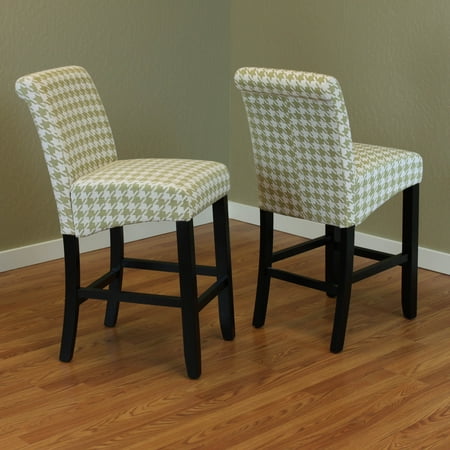 Milan Moss Green Houndstooth linen Counter Chairs (Set of 2) - Walmart.com