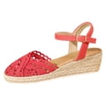 thumbnail image 5 of Rokment Womens Crochet Platform Wedge Sandals Bohemian Handwoven Straw Espadrilles Chunky High Heels Beach Casual Closed Toe Dress Summer Shoes for Vacation Spring Summer Fall Red Size 7.5, 5 of 6